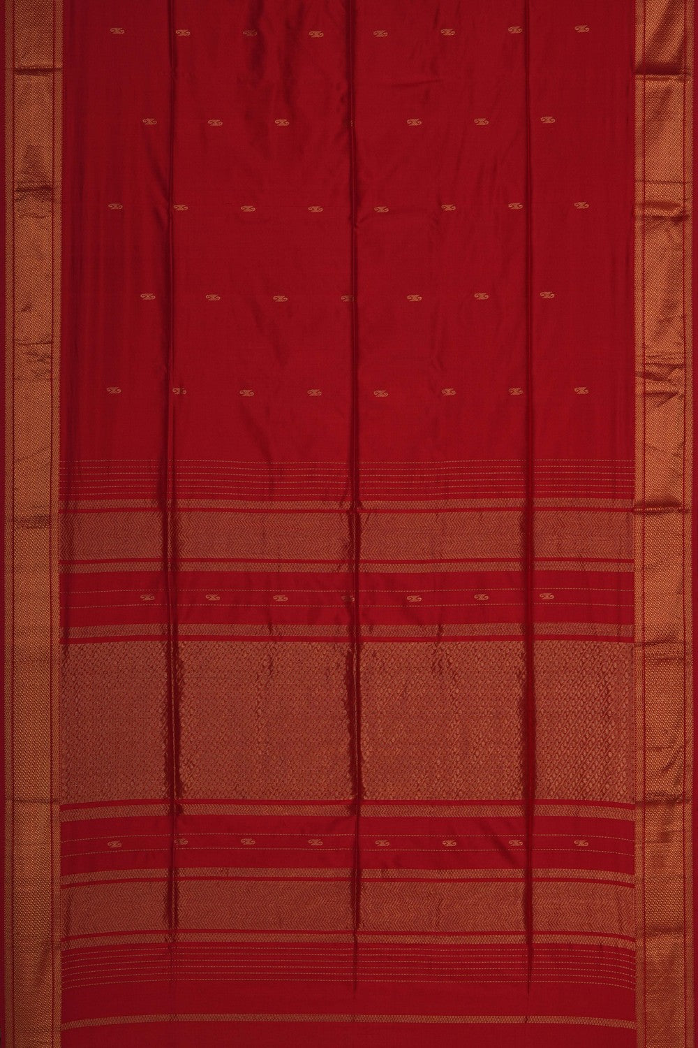 Image of Red Maheshwari Silk Saree