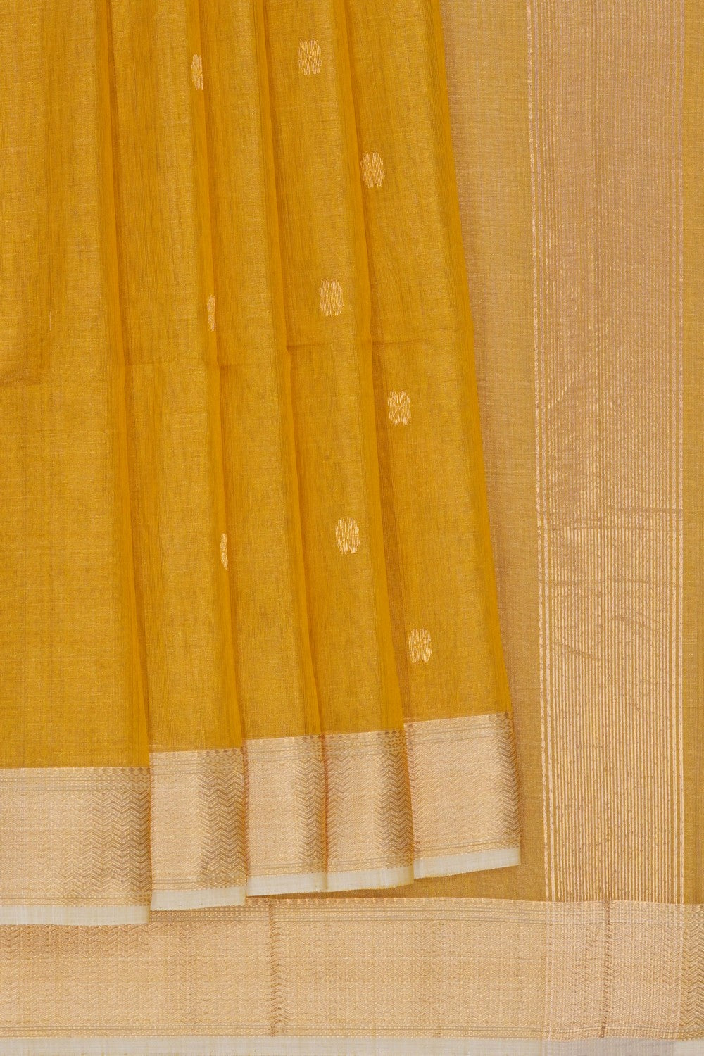 Image of Gold Maheshwari Tissue Silk Saree