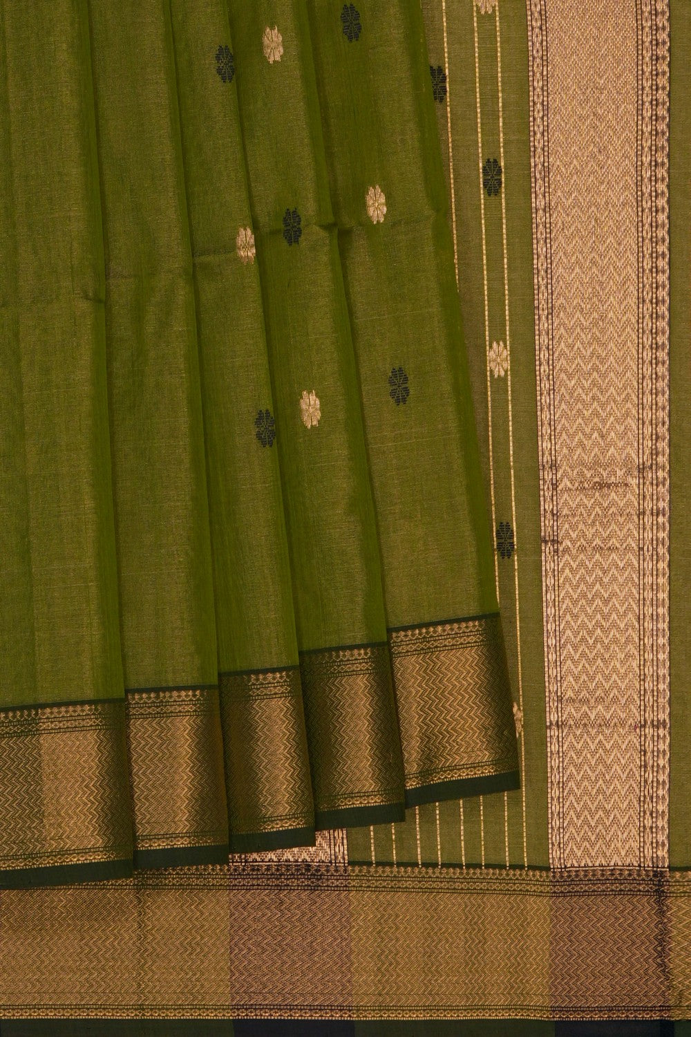 Image of Green Maheshwari Tissue Silk Saree