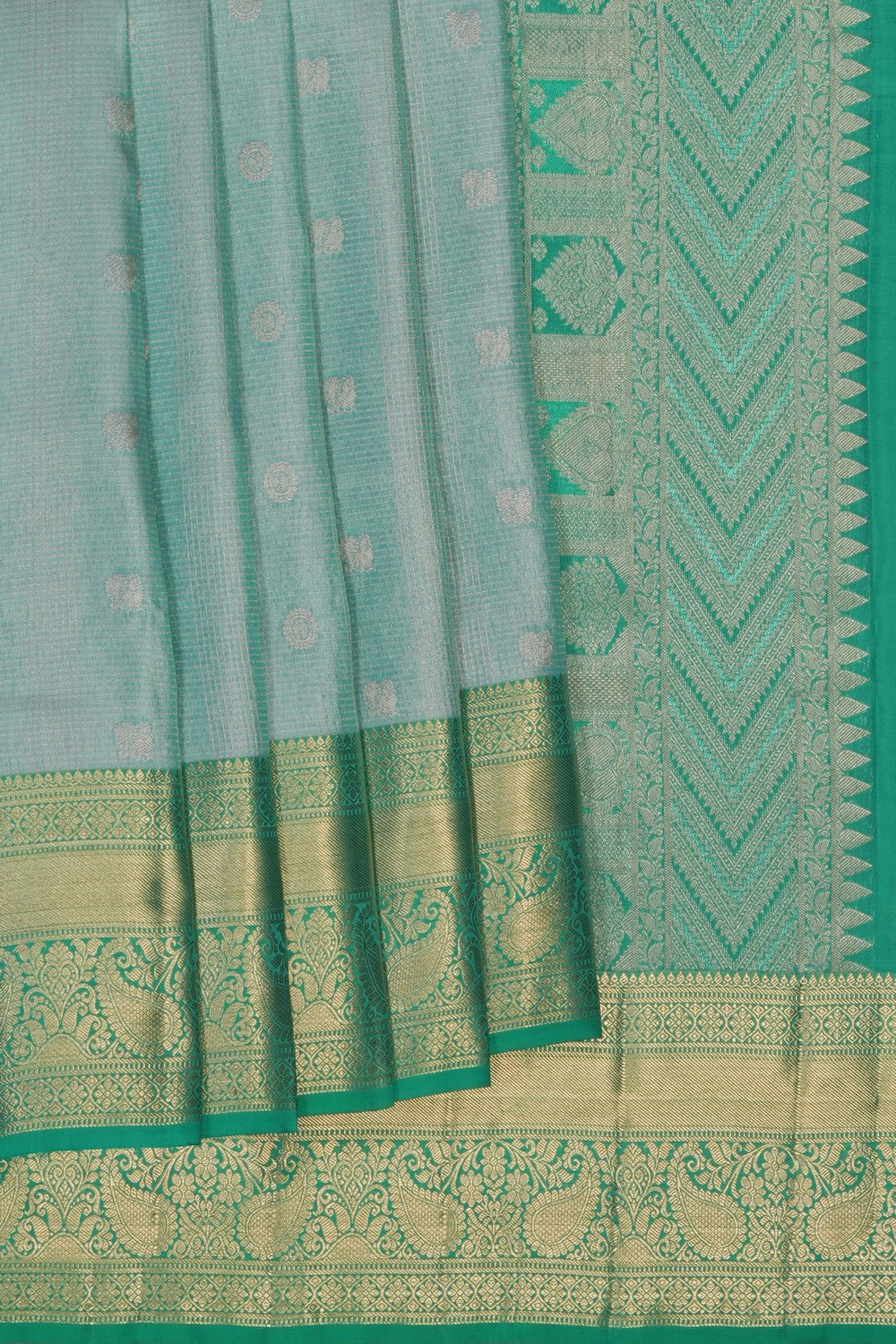 Image of Sea Green South Silk Kattam Saree