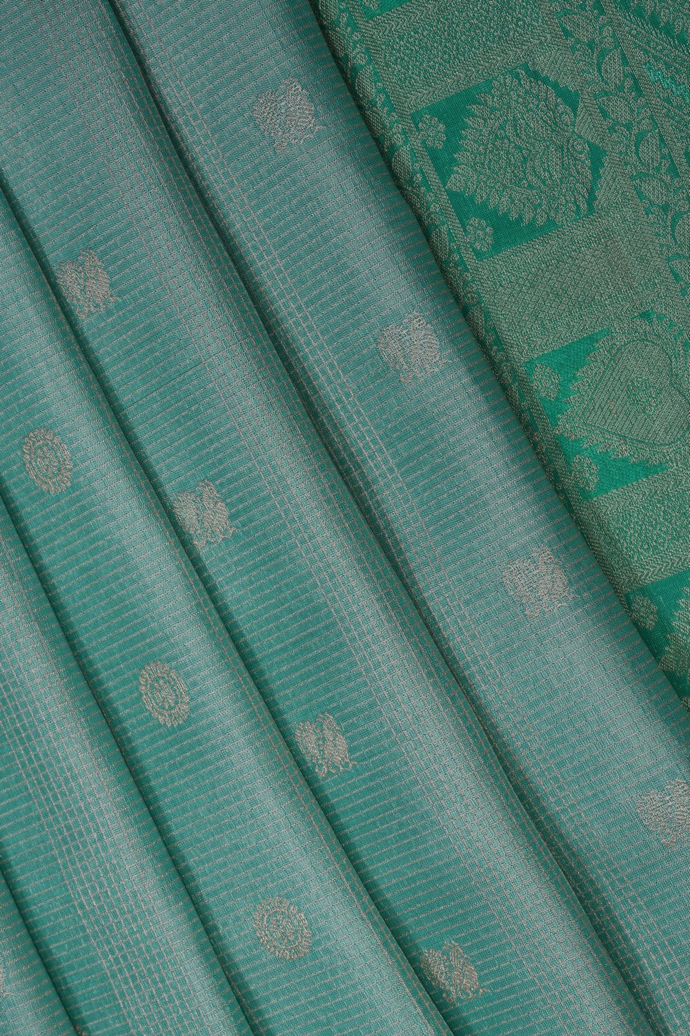 Image of Sea Green South Silk Kattam Saree