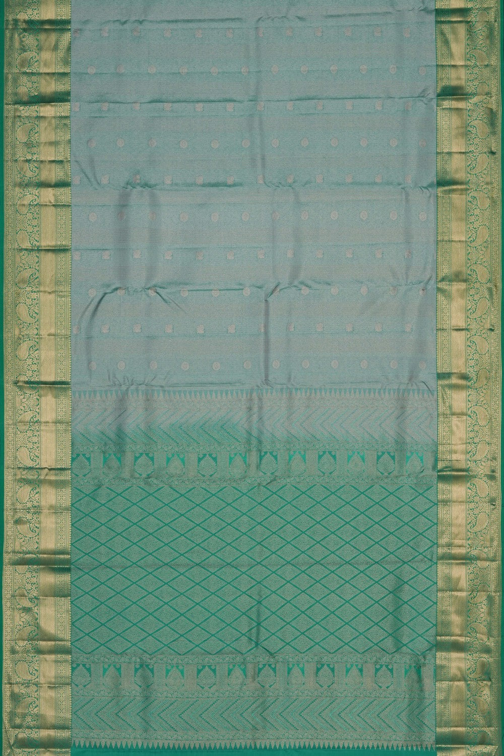 Image of Sea Green South Silk Kattam Saree