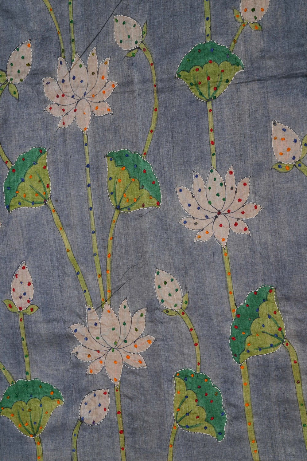 Image of Desi Tussar Silk Kantha Stitch Saree