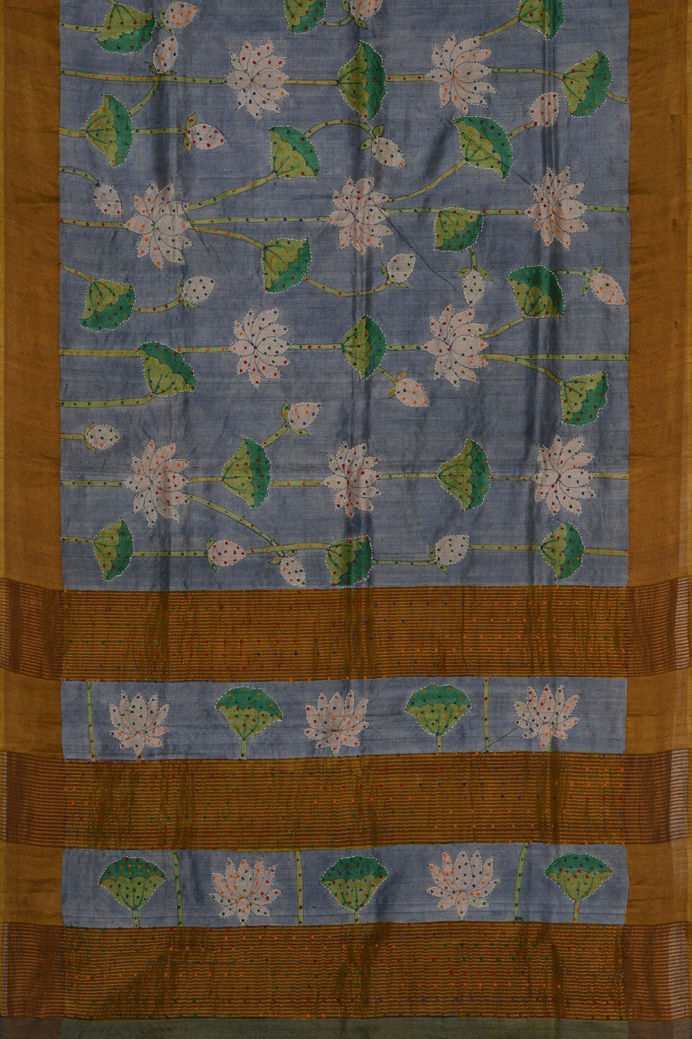 Image of Desi Tussar Silk Kantha Stitch Saree