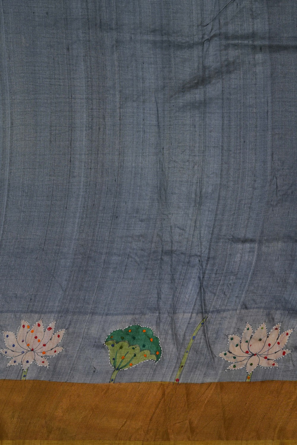 Image of Desi Tussar Silk Kantha Stitch Saree