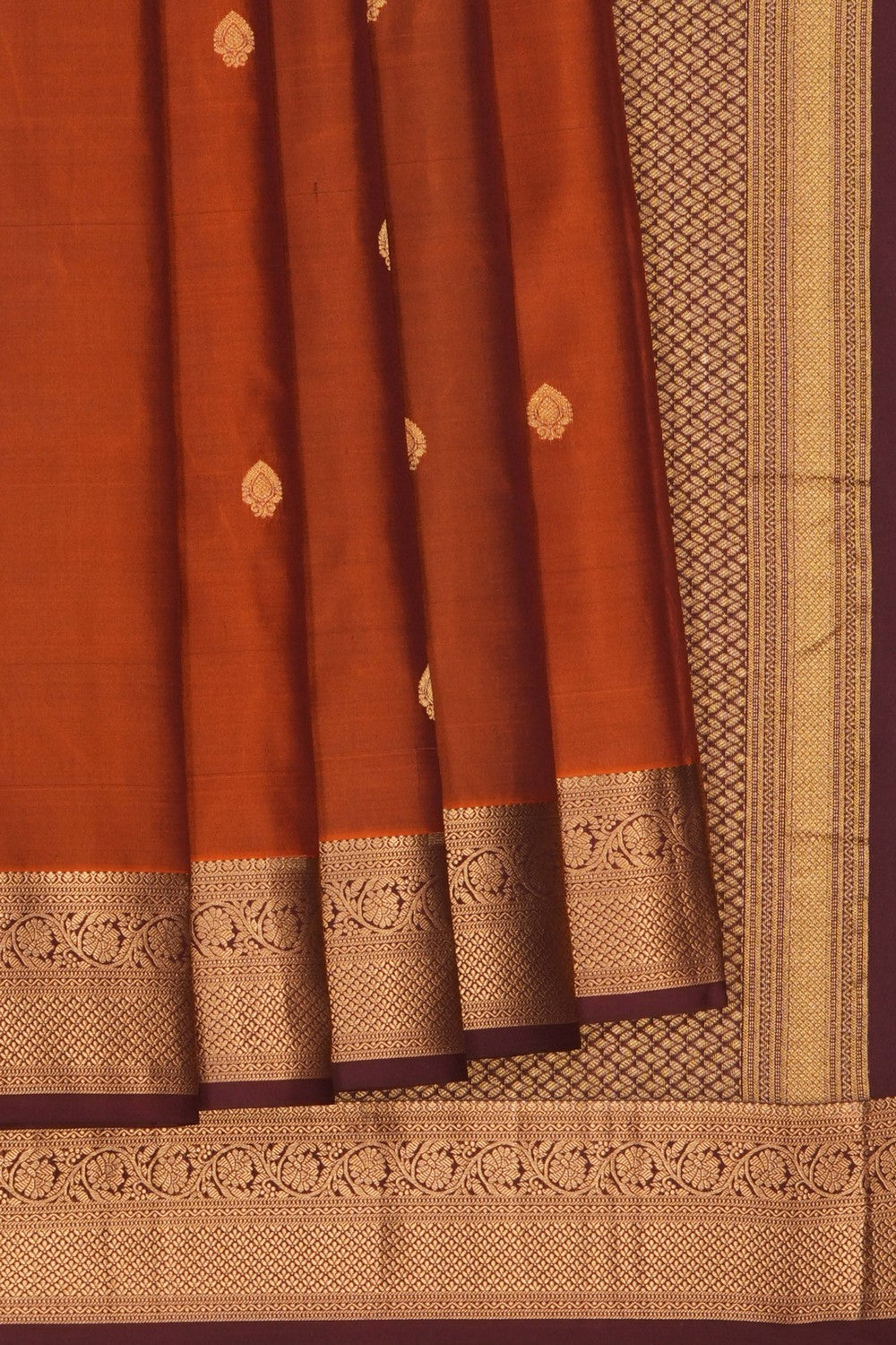Image of Rust-Orange South Silk Saree
