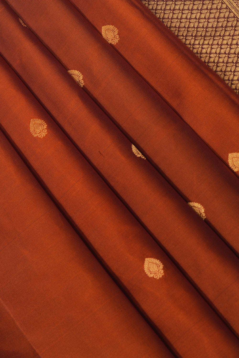 Image of Rust-Orange South Silk Saree