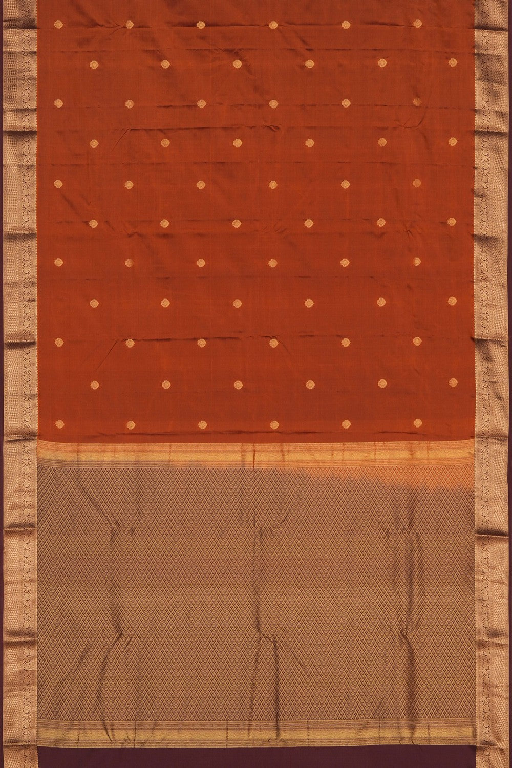 Image of Rust-Orange South Silk Saree