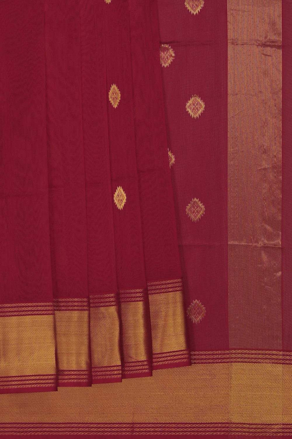 Image of Red Maheshwari Silk Cotton Saree