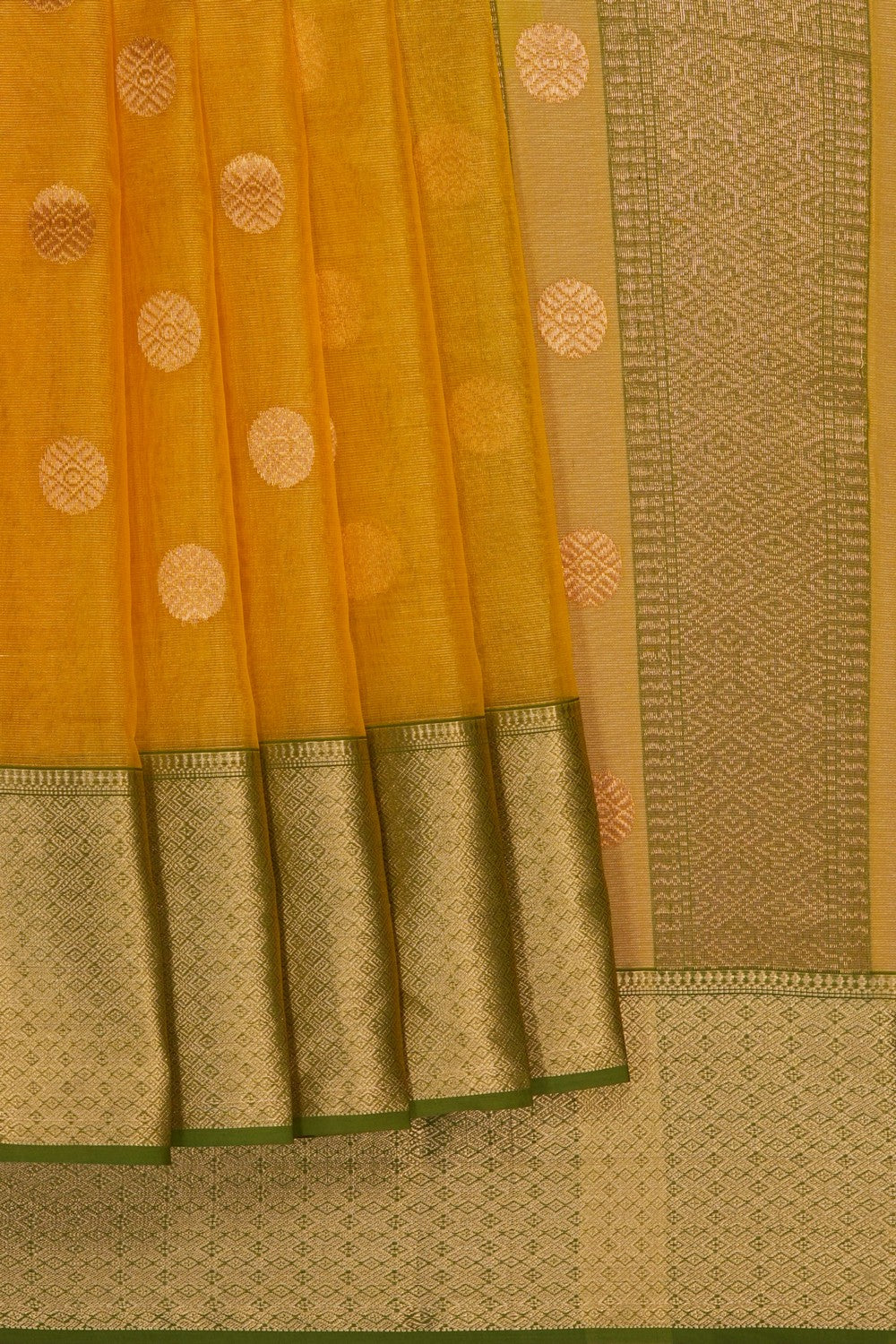 Image of Yellow Maheshwari Tissue Silk Saree