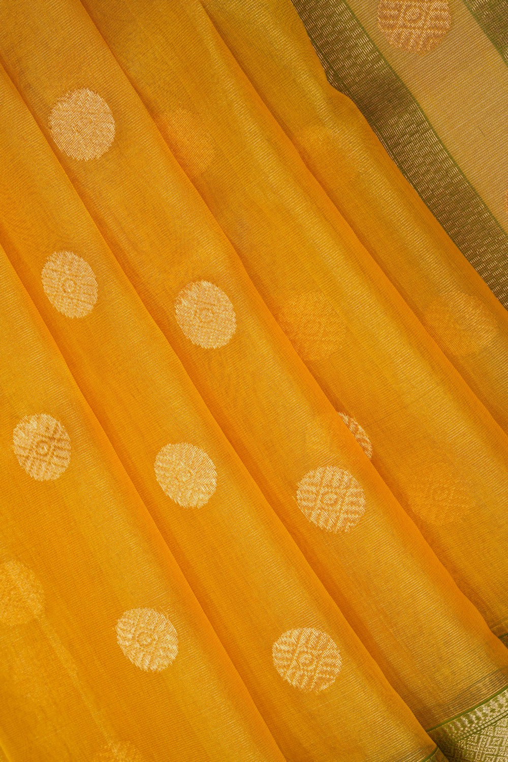 Image of Yellow Maheshwari Tissue Silk Saree