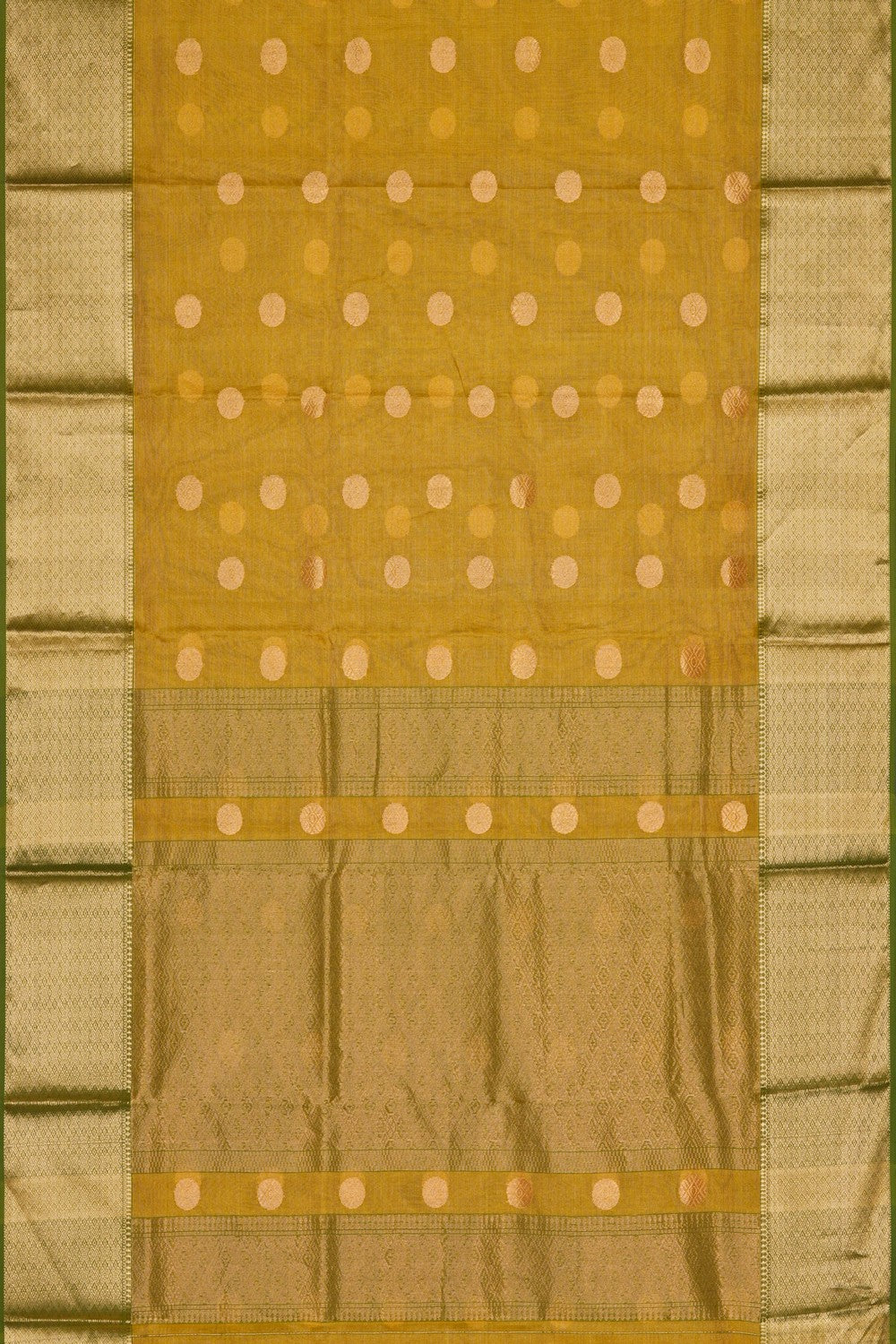 Image of Yellow Maheshwari Tissue Silk Saree