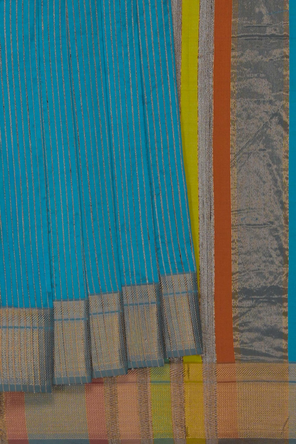 Image of Sea Blue Maheshwari Silk Saree