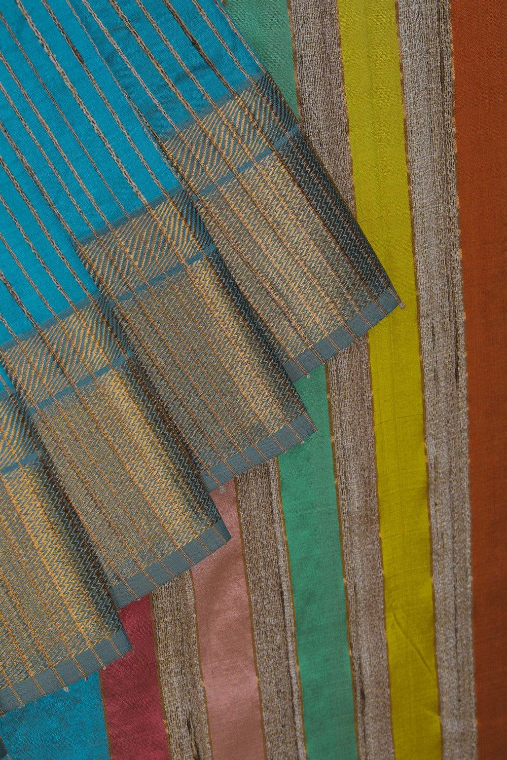 Image of Sea Blue Maheshwari Silk Saree