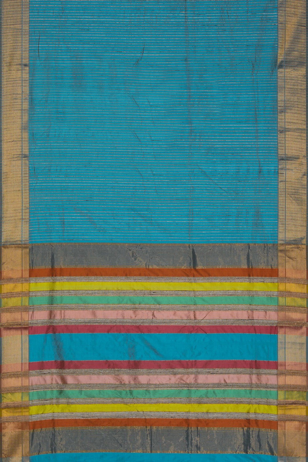 Image of Sea Blue Maheshwari Silk Saree