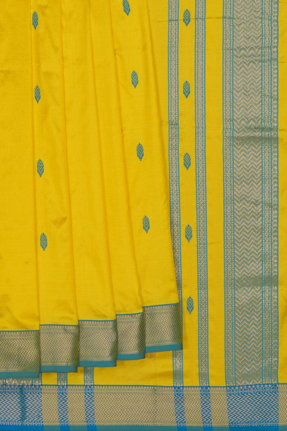 Image of Yellow Maheshwari Silk Saree