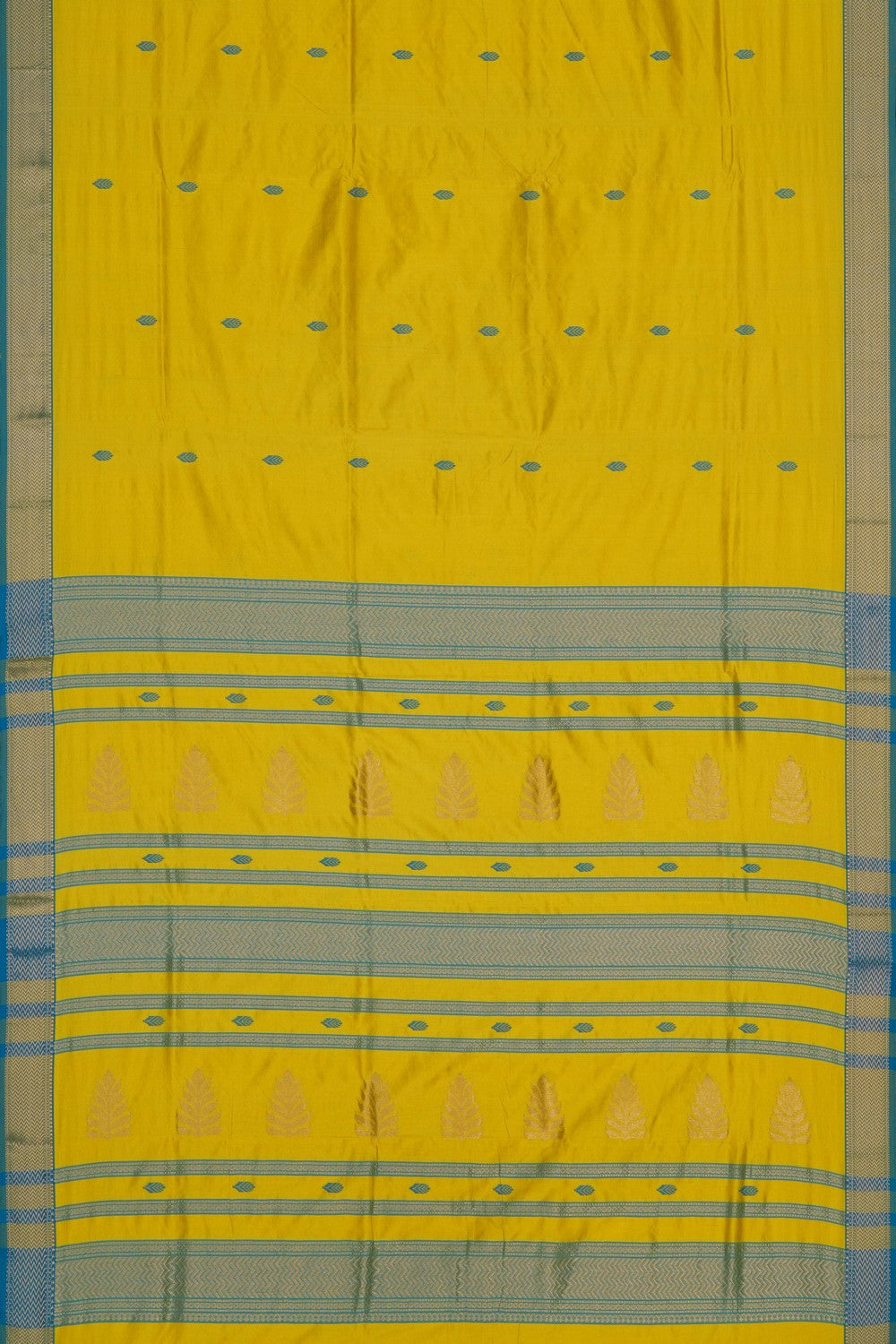 Image of Yellow Maheshwari Silk Saree