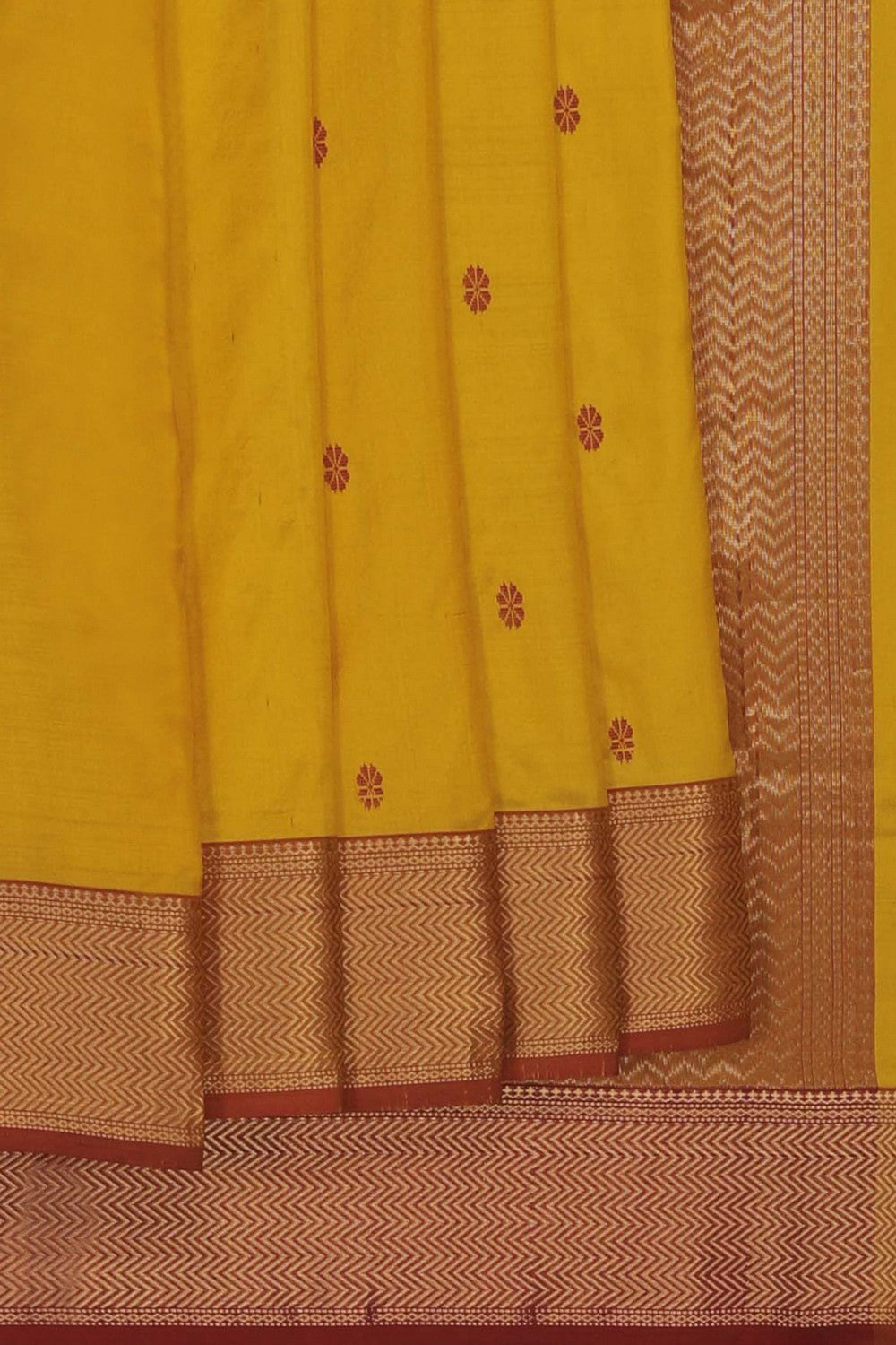 Image of Mustard Maheshwari Silk Saree