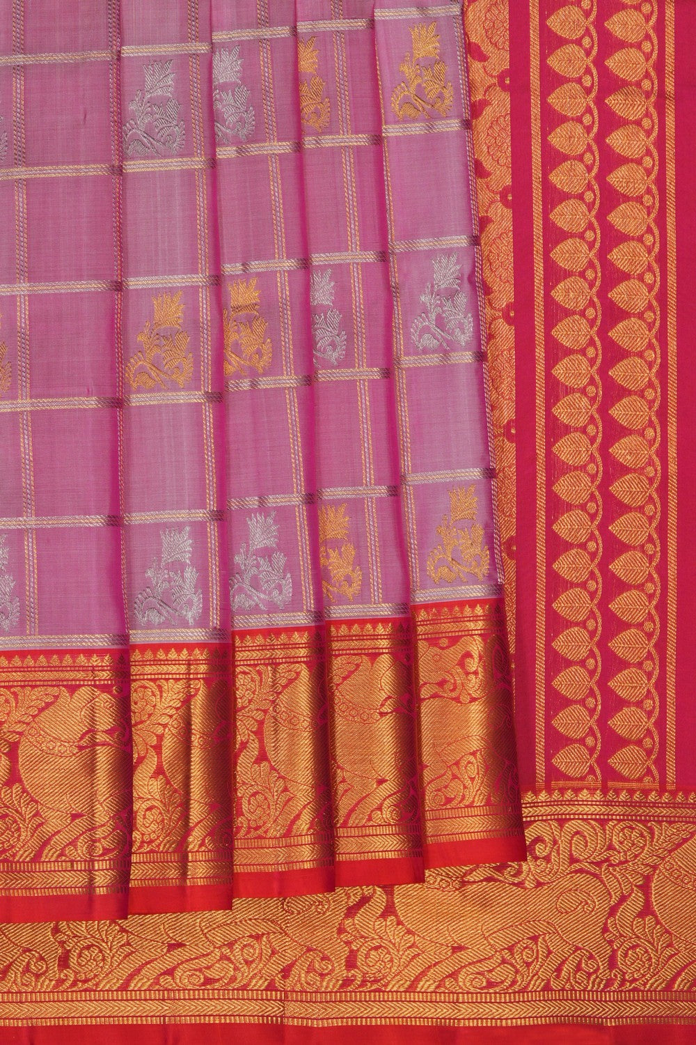 Image of Lavender Pink Venkatagiri Silk Saree