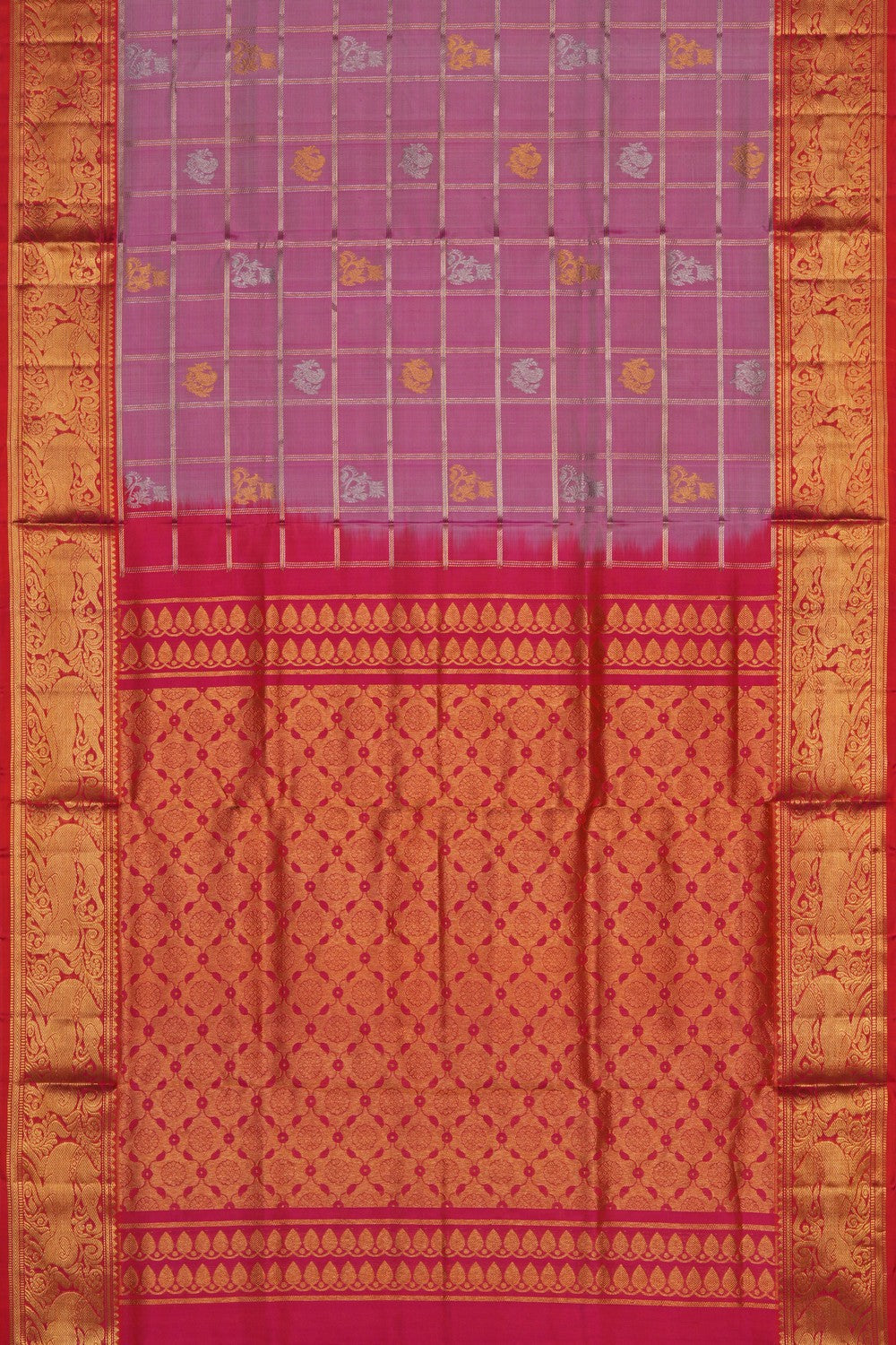 Image of Lavender Pink Venkatagiri Silk Saree