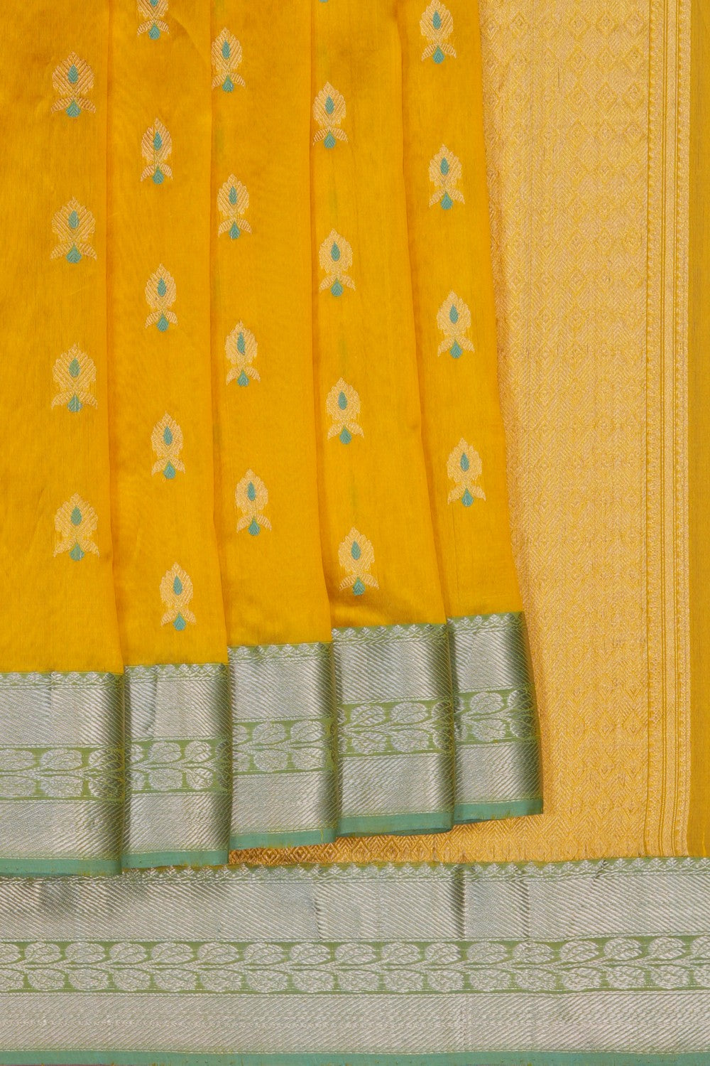 Image of Chanderi Tissue Silk Yellow Saree