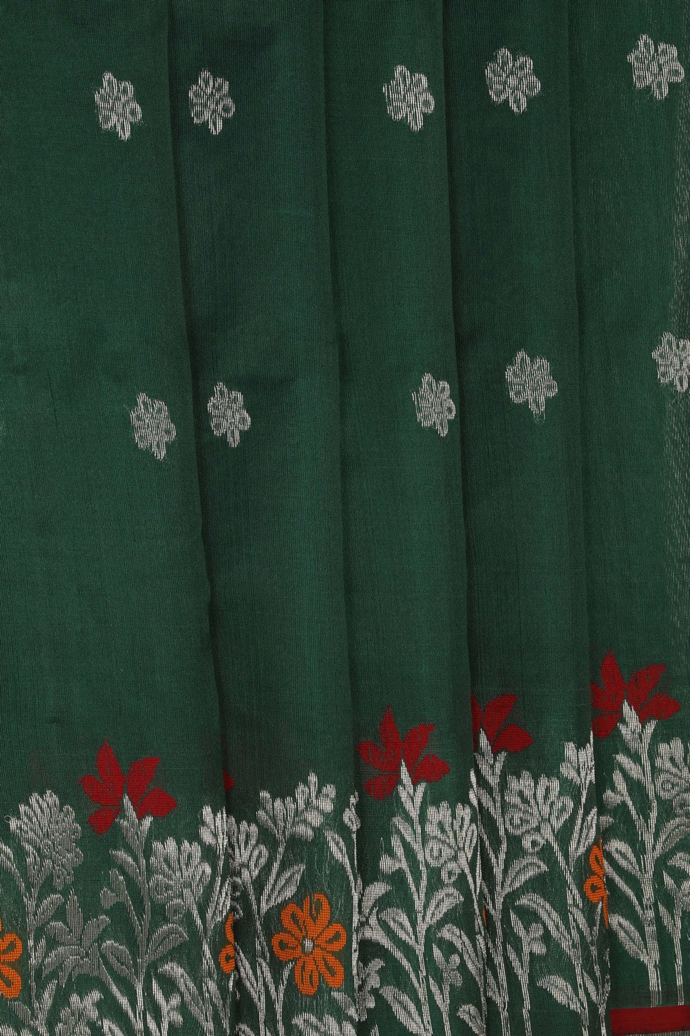 Image of Chanderi Silk Cotton Green Saree