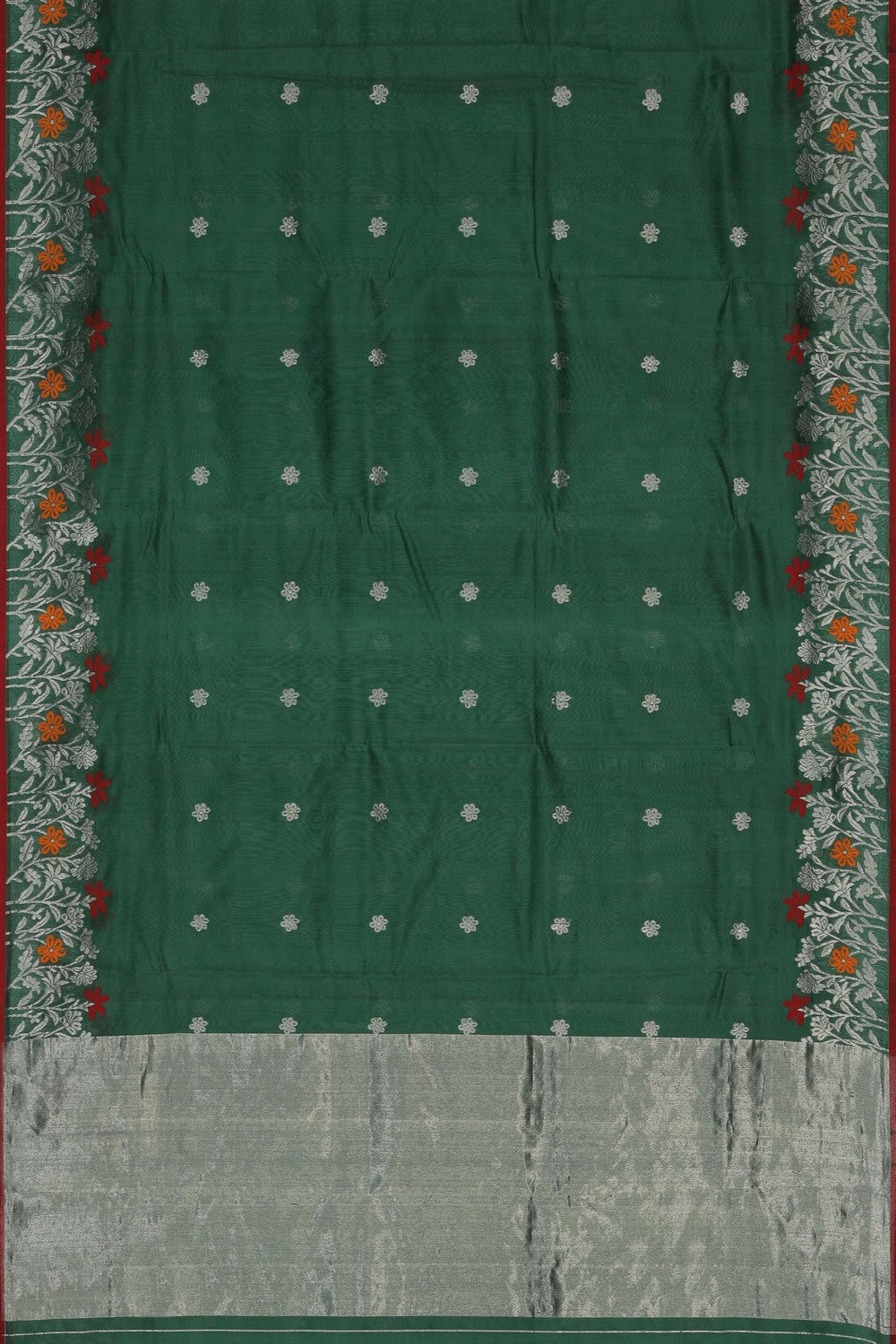 Image of Chanderi Silk Cotton Green Saree