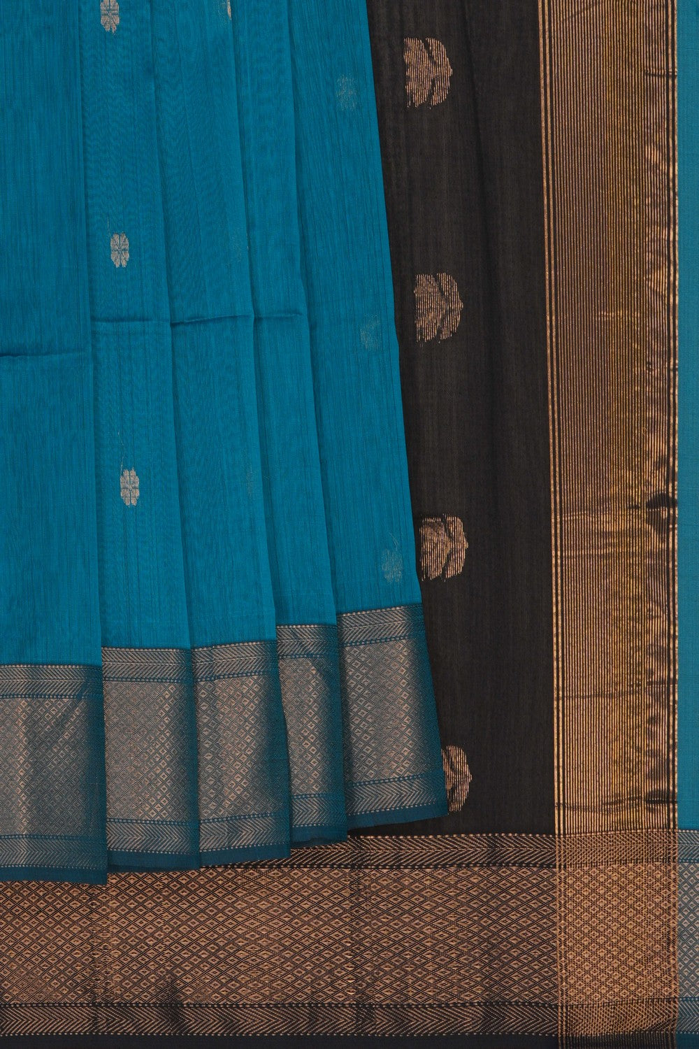 Image of Blue Maheshwari Silk Cotton Saree