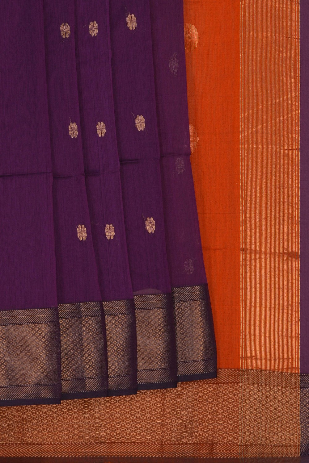 Image of Purple Maheshwari Silk Cotton Saree