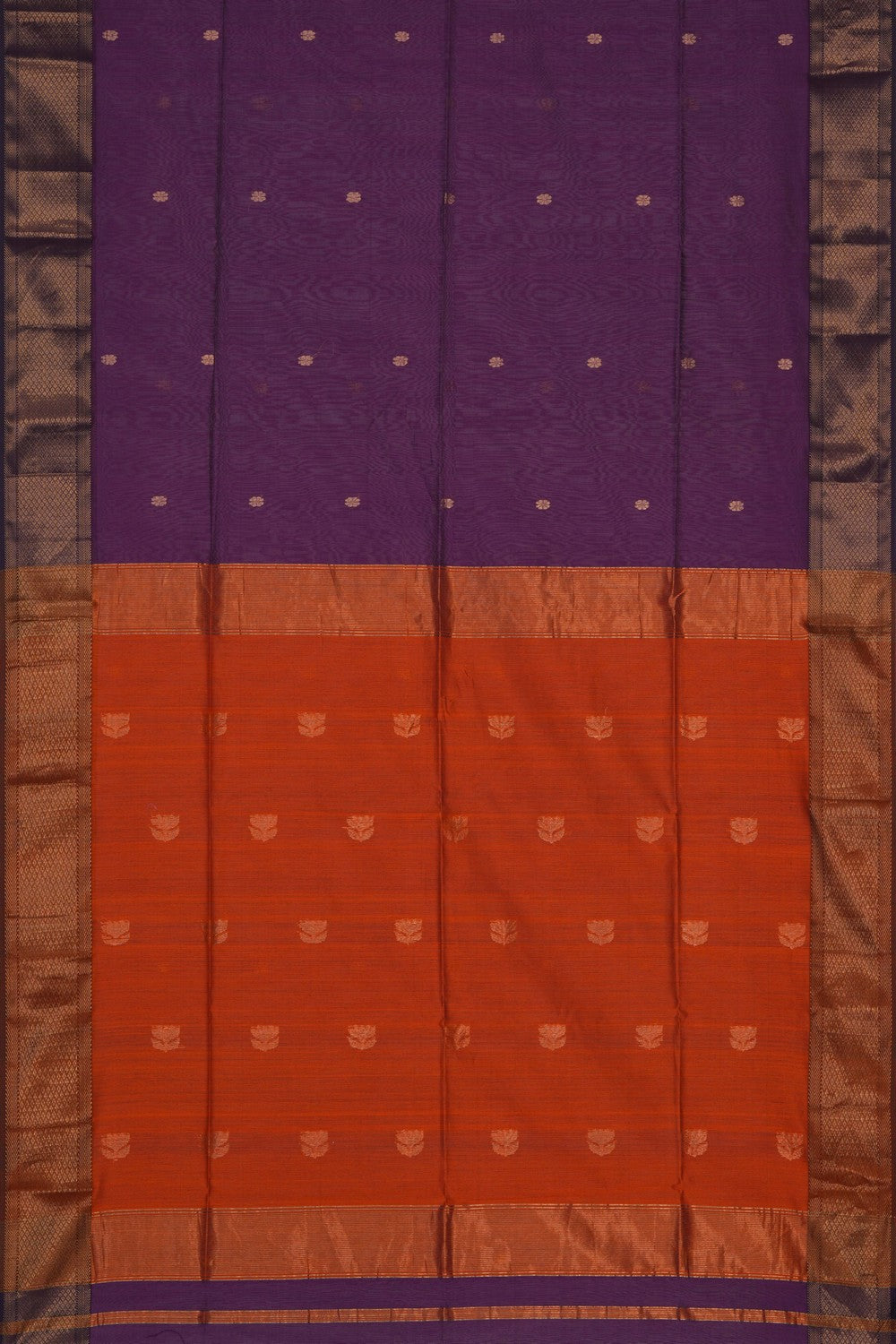 Image of Purple Maheshwari Silk Cotton Saree