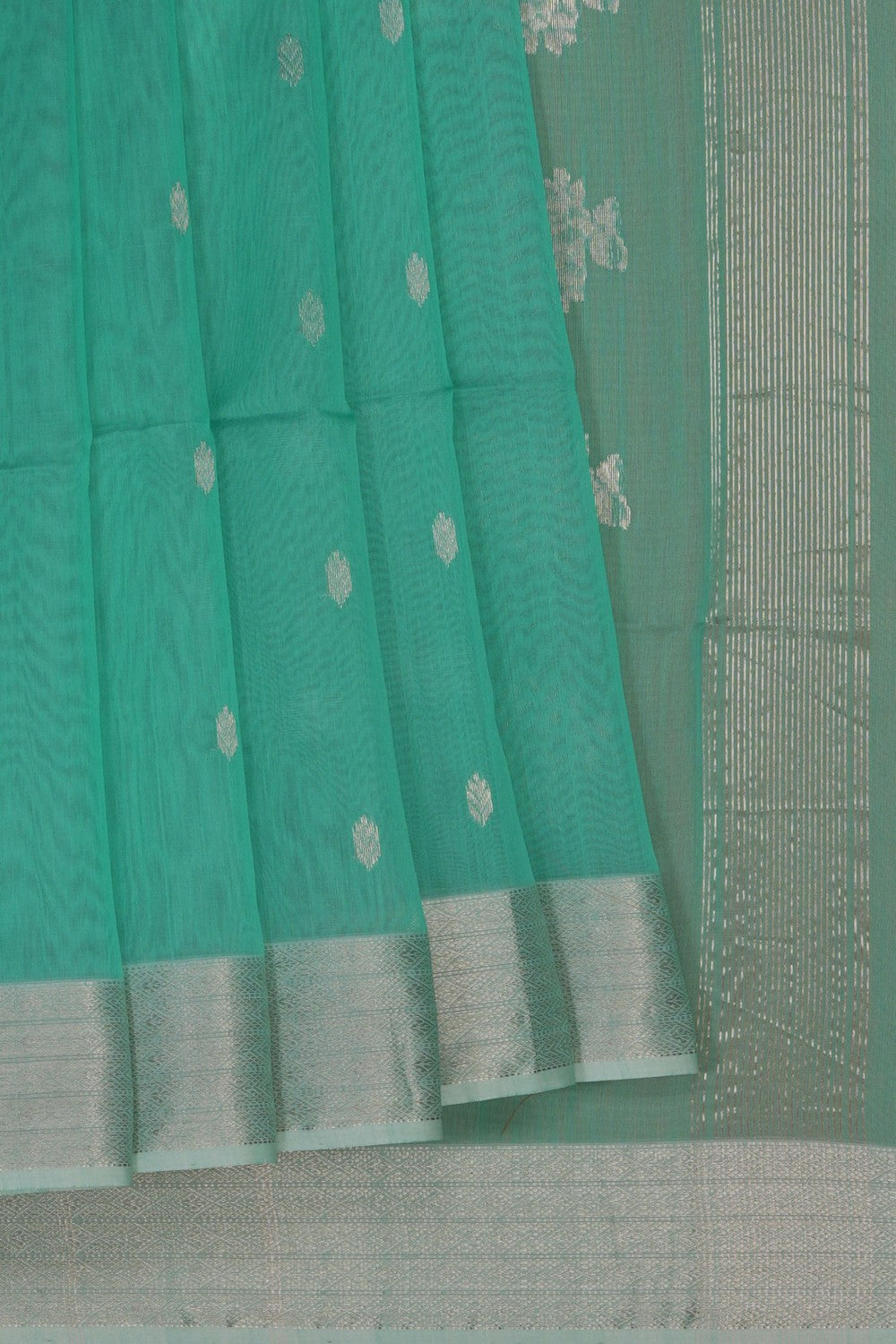 Image of Sea Green Maheshwari Silk Cotton Saree