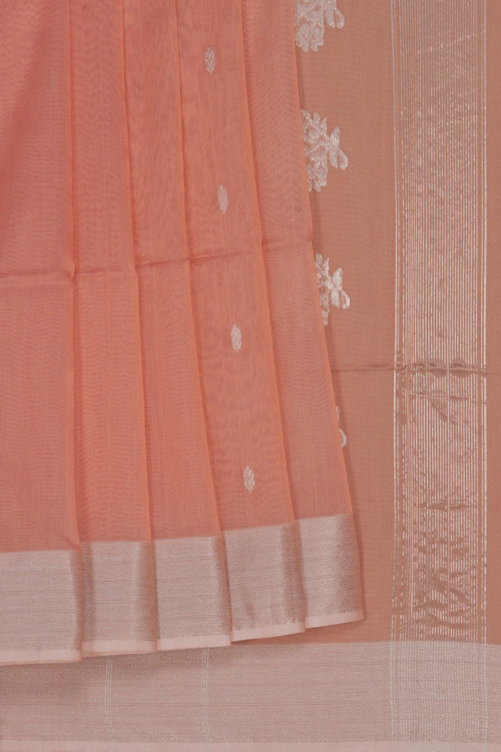 Image of Peach Maheshwari Silk Cotton Saree