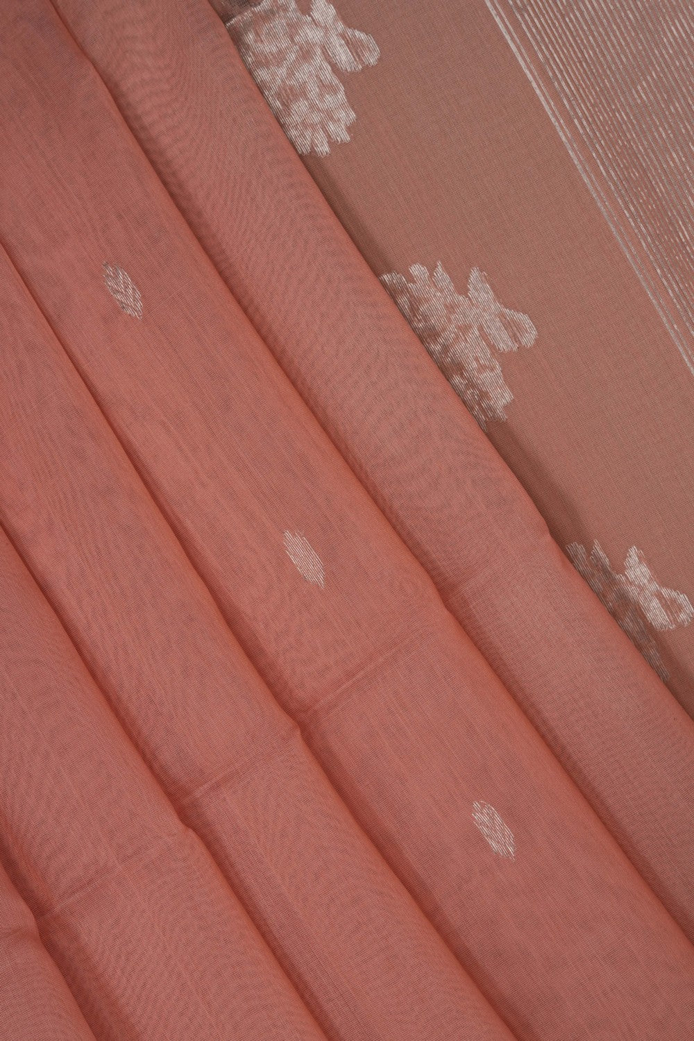 Image of Peach Maheshwari Silk Cotton Saree