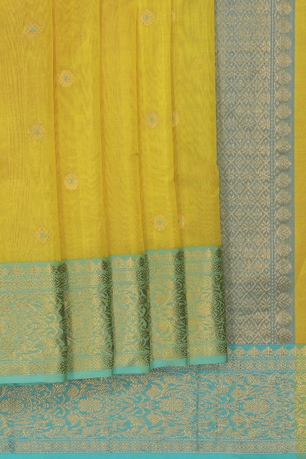 Image of Gold Chanderi Tissue Silk Saree
