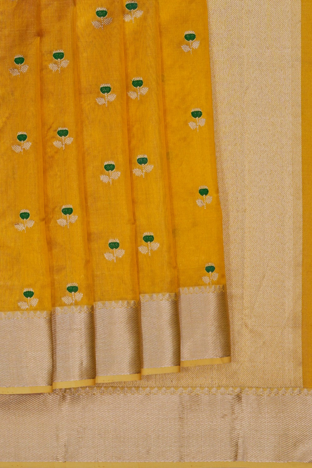 Image of Gold Chanderi Tissue Silk Saree