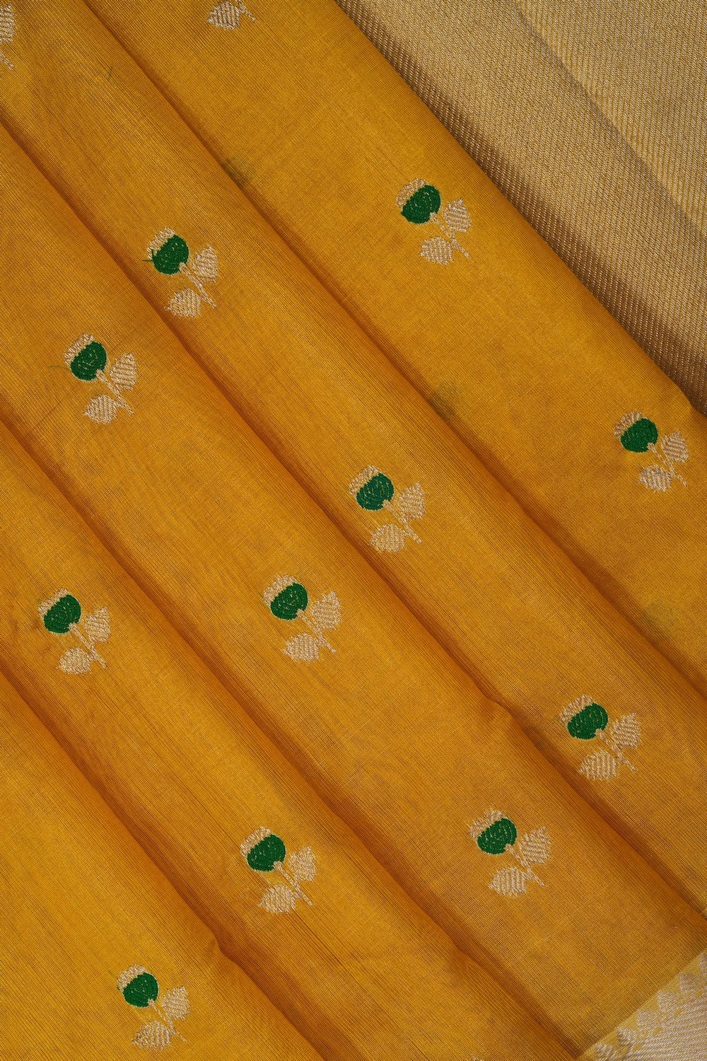 Image of Gold Chanderi Tissue Silk Saree