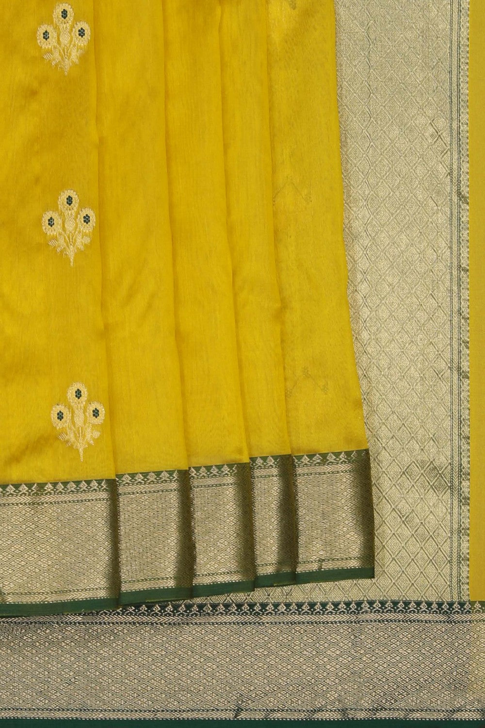 Image of Gold Chanderi Tissue Silk Saree