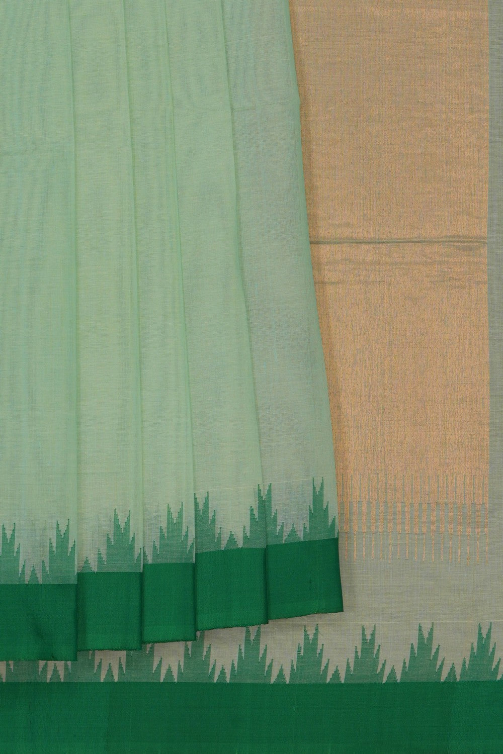 Image of Uppada Cotton Aqua Green Saree