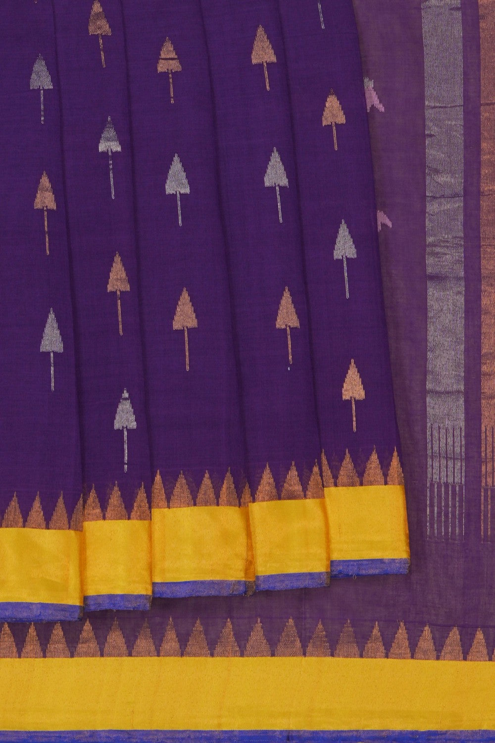 Image of Uppada Cotton Purple Saree