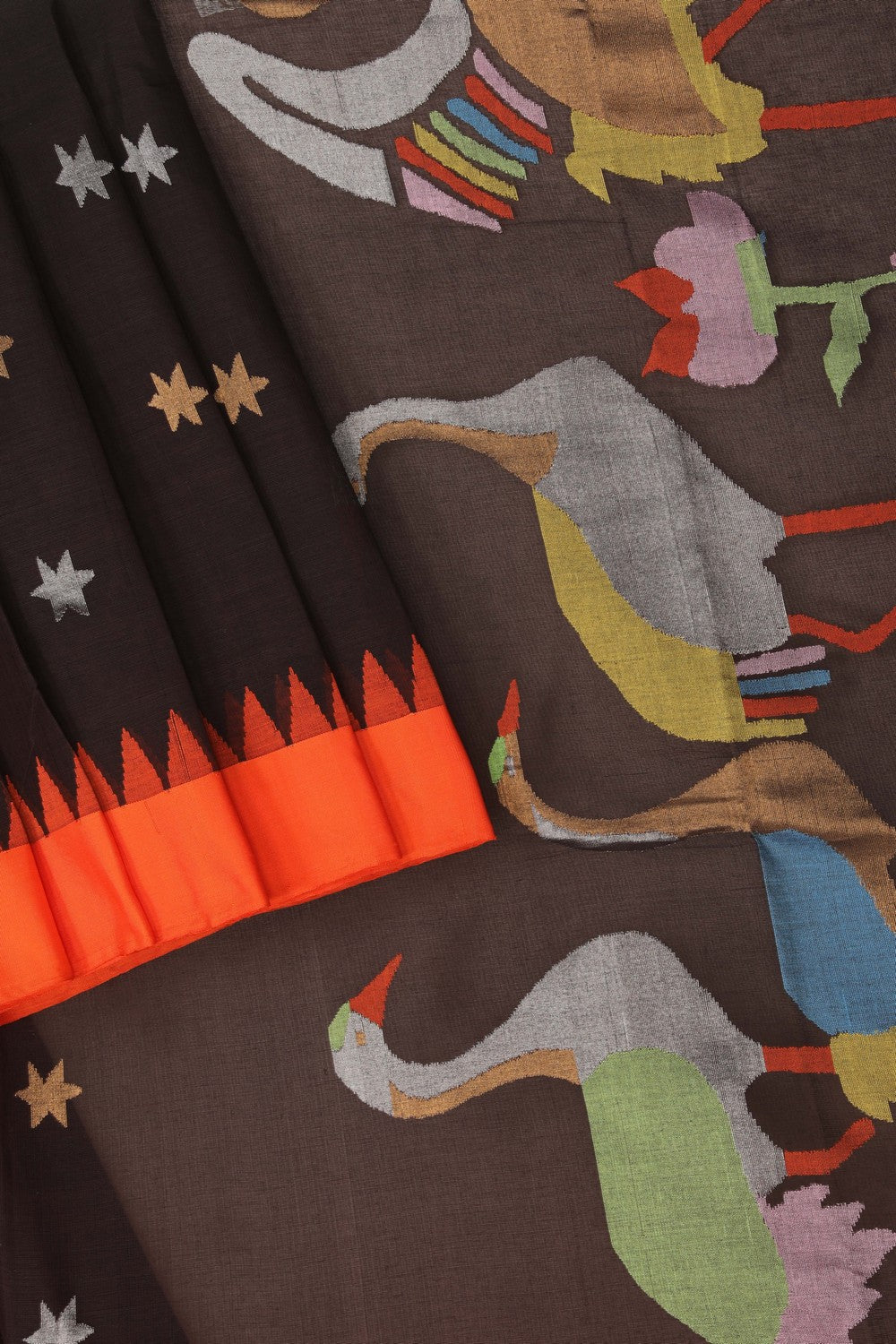 Image of Uppada Cotton Brown Saree