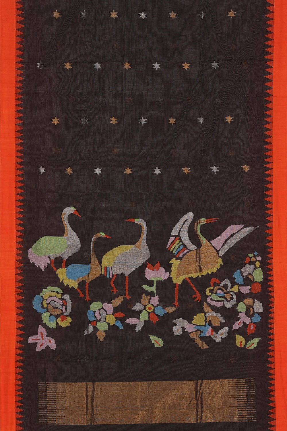Image of Uppada Cotton Brown Saree