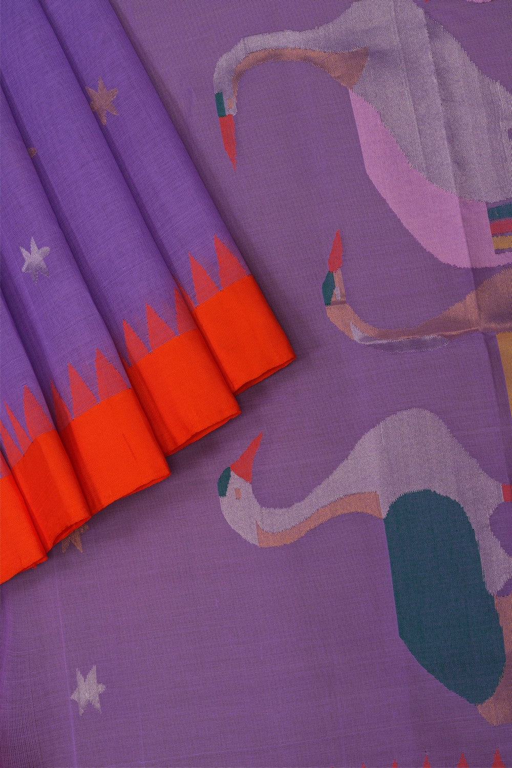 Image of Uppada Cotton Purple Saree