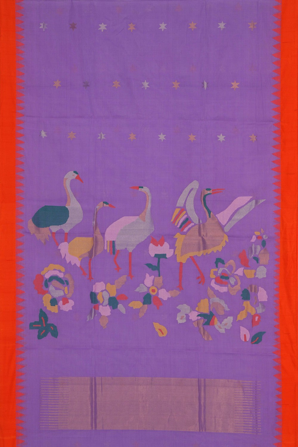 Image of Uppada Cotton Purple Saree