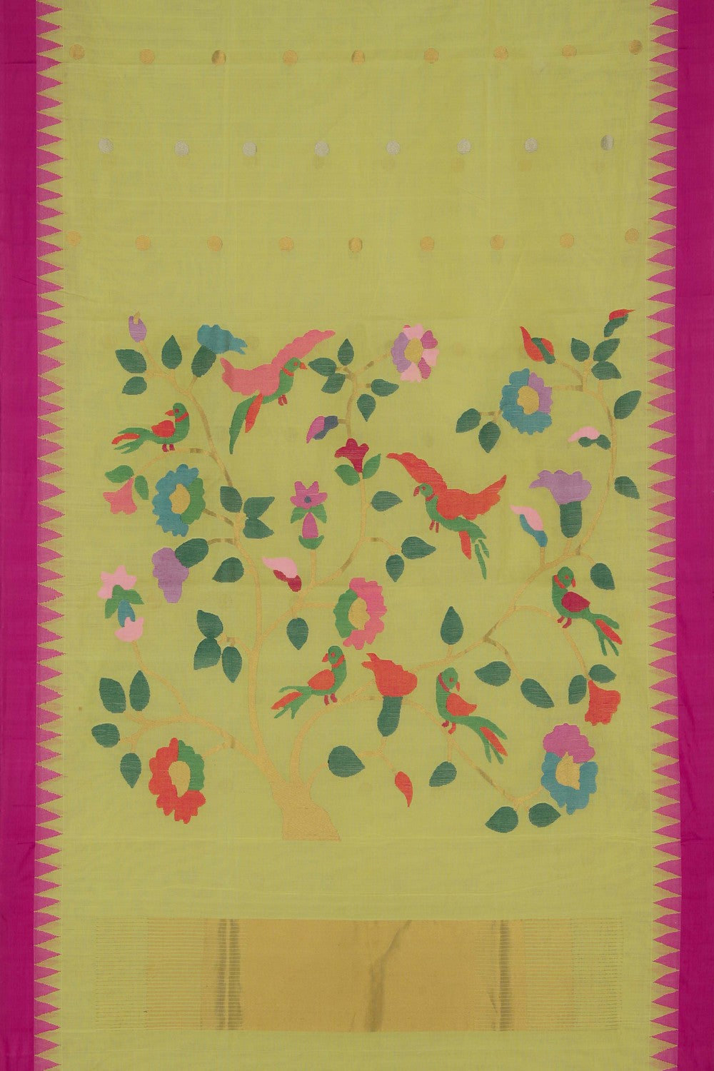 Image of Uppada Cotton Yellow Saree