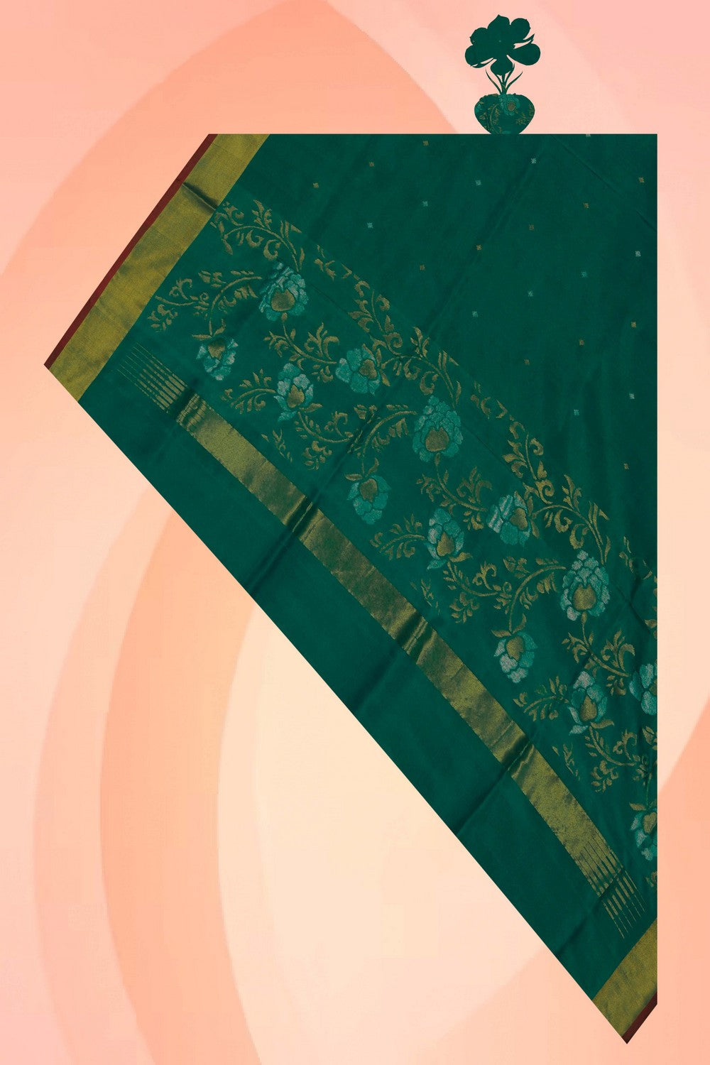 Image of Teal Green Silk Uppada Silk Dupatta