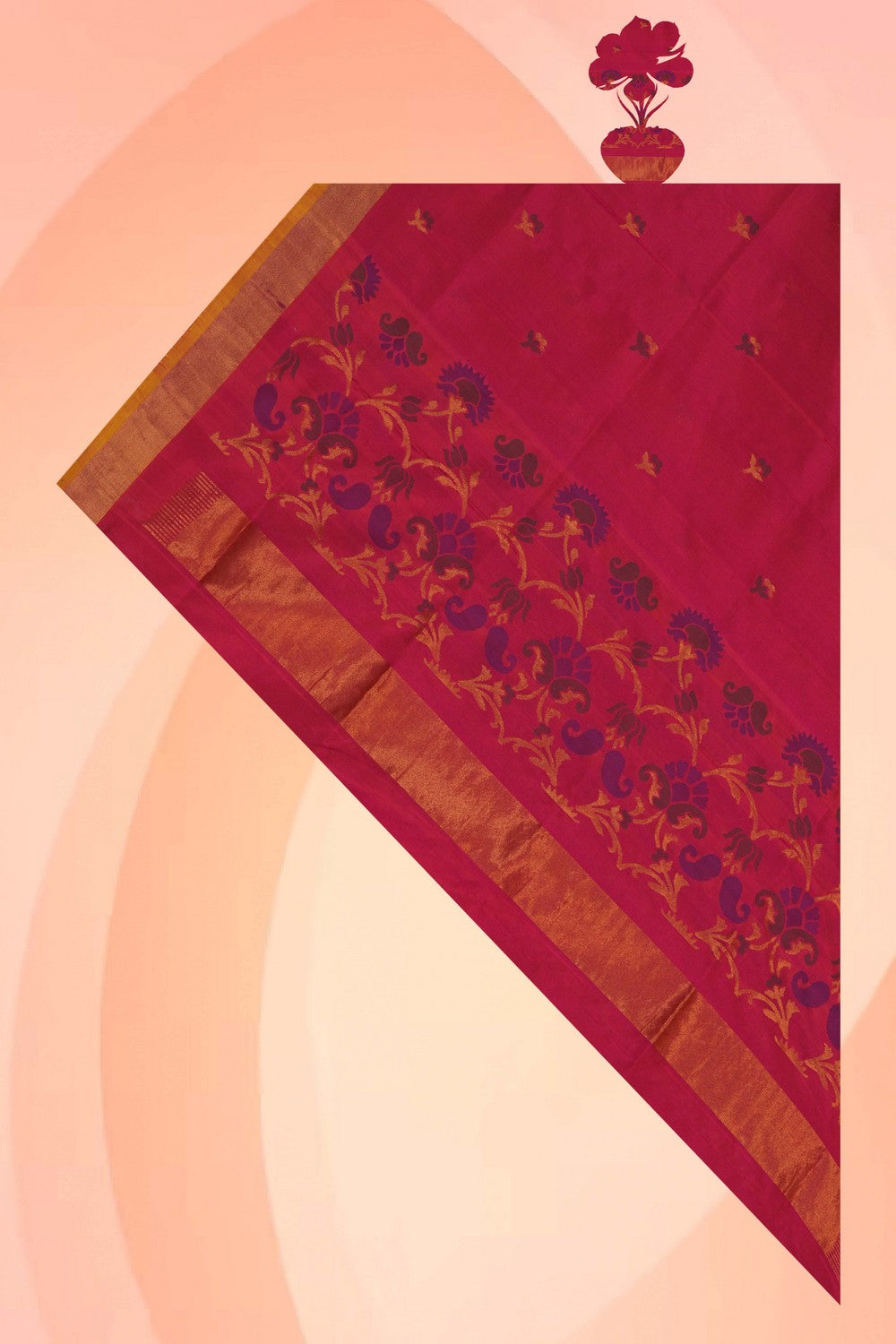 Image of Pink Silk Uppada Silk Dupatta