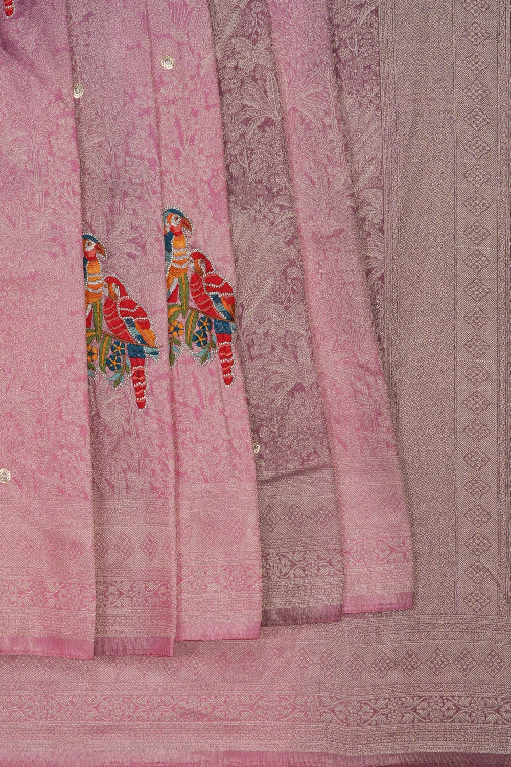 Image of Multi Colour Embroidered Saree