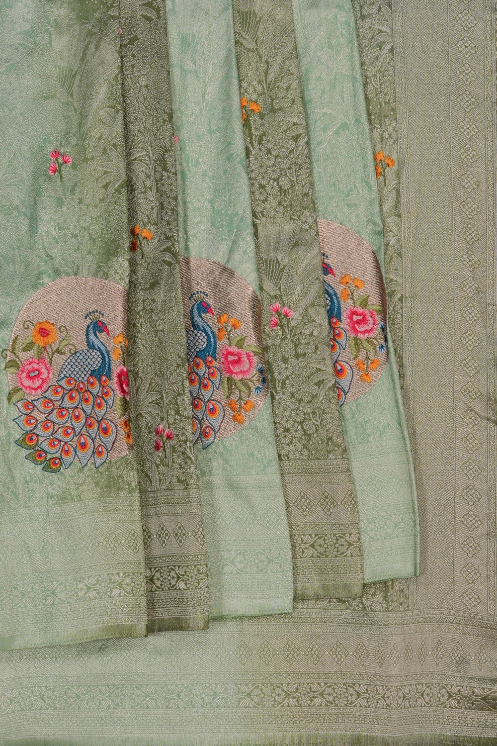 Image of A Green Embroidered Saree