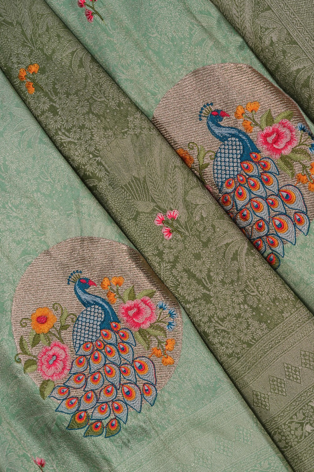 Image of A Green Embroidered Saree