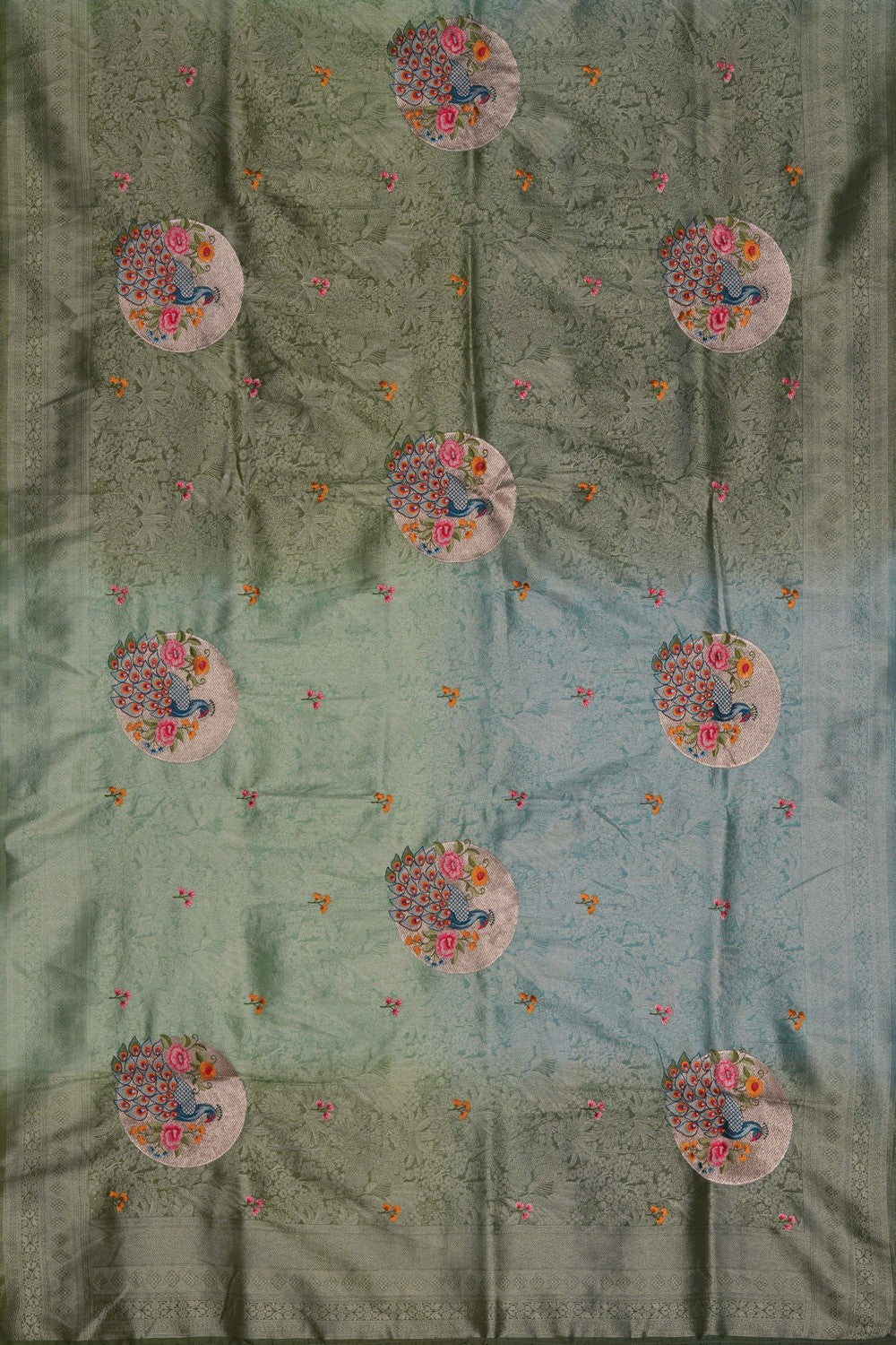 Image of A Green Embroidered Saree